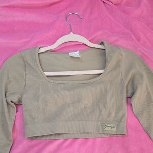 YoungLA Beige Long Sleeve Crop Top
